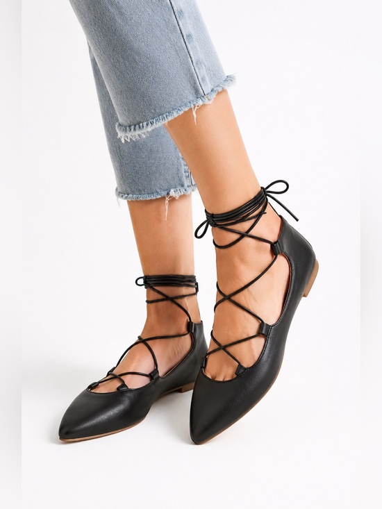 Banana Republic Shoes - Banana Republic Allie Patent Leather Lace-Up Ballet Flats Black Size 8.5